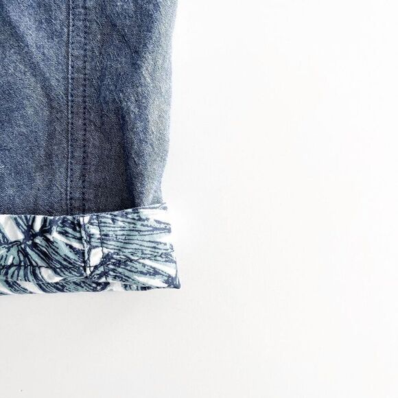 Gap Mens Reversible Bermuda Chino Floral Leaf Print Short Blue Green Size 34 - Picture 7 of 11